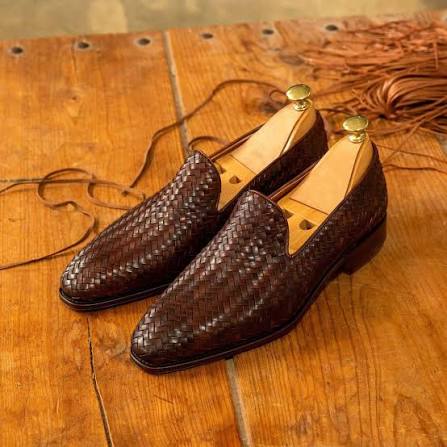 Premium Handwoven Brown Leather Loafers for Men