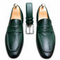 Dark Green Premium Leather Loafers with Matching Belt – Elegant Formal Shoe Set